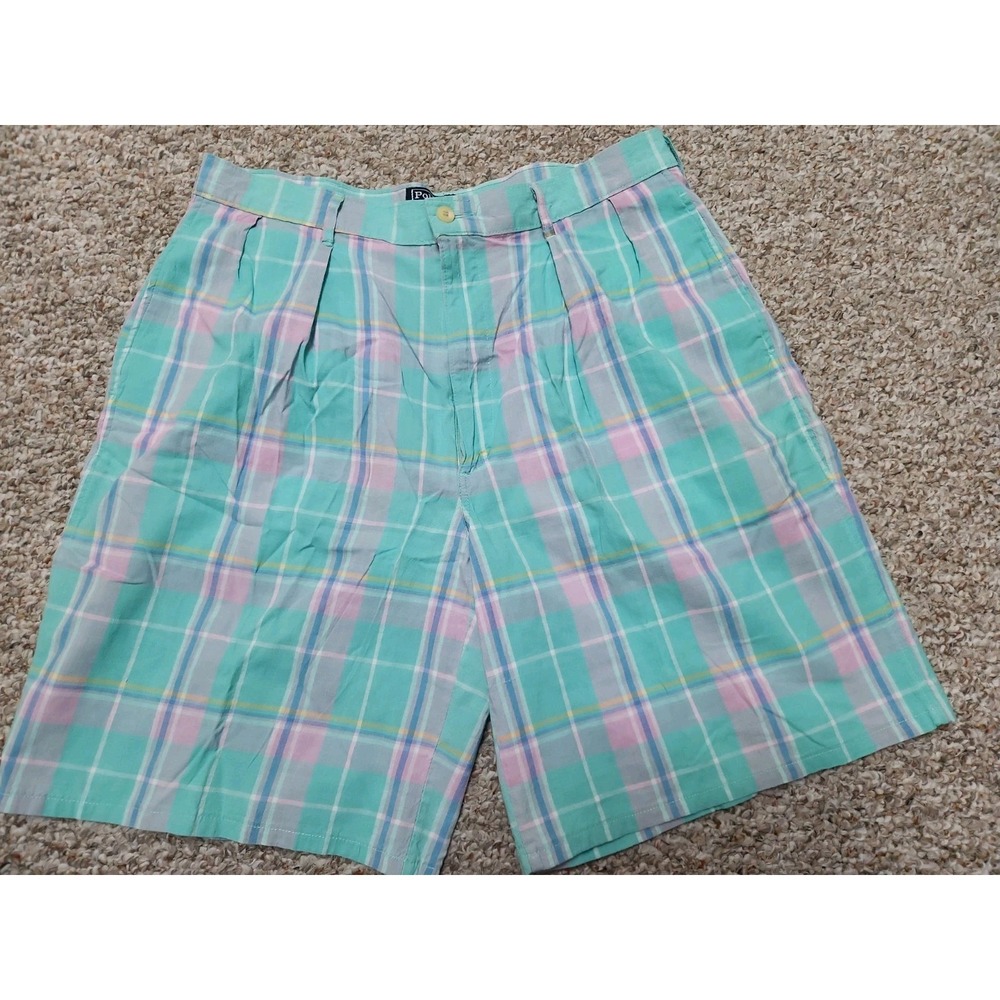 VTG Polo Ralph Lauren Pastel Plaid Checkered Shorts M 32x9 Actual USA Preppy
